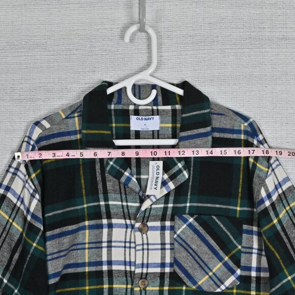NWT Old Navy Flannel Plaid 100% Cotton Button Up Drawstring Green Pajamas XL - Picture 10 of 16